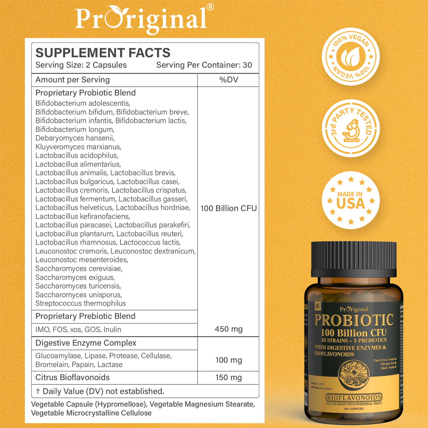 Probiotics with Prebiotics for Men and Women - 35 Strains Organic Probiotics 100 Billion CFU for Gut & Digestive Health, Vegan Acidophilus Probiotic Supplement, Non-GMO Raw Probiotic 60 Capsules