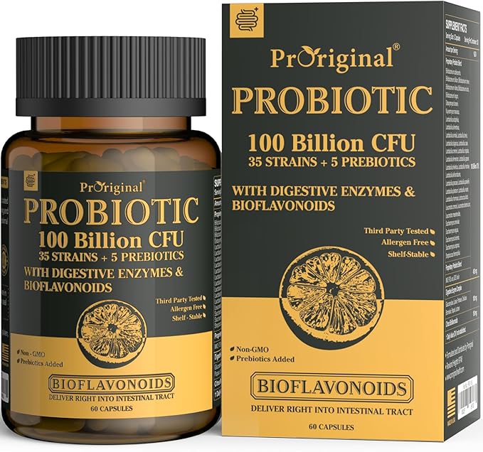 Probiotics with Prebiotics for Men and Women - 35 Strains Organic Probiotics 100 Billion CFU for Gut & Digestive Health, Vegan Acidophilus Probiotic Supplement, Non-GMO Raw Probiotic 60 Capsules