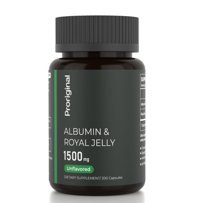 Original Albumin & Royal Jelly 1500mg Capsules | Protein Complex & Royal Jelly Supplement | Unflavored | 200 Capsules