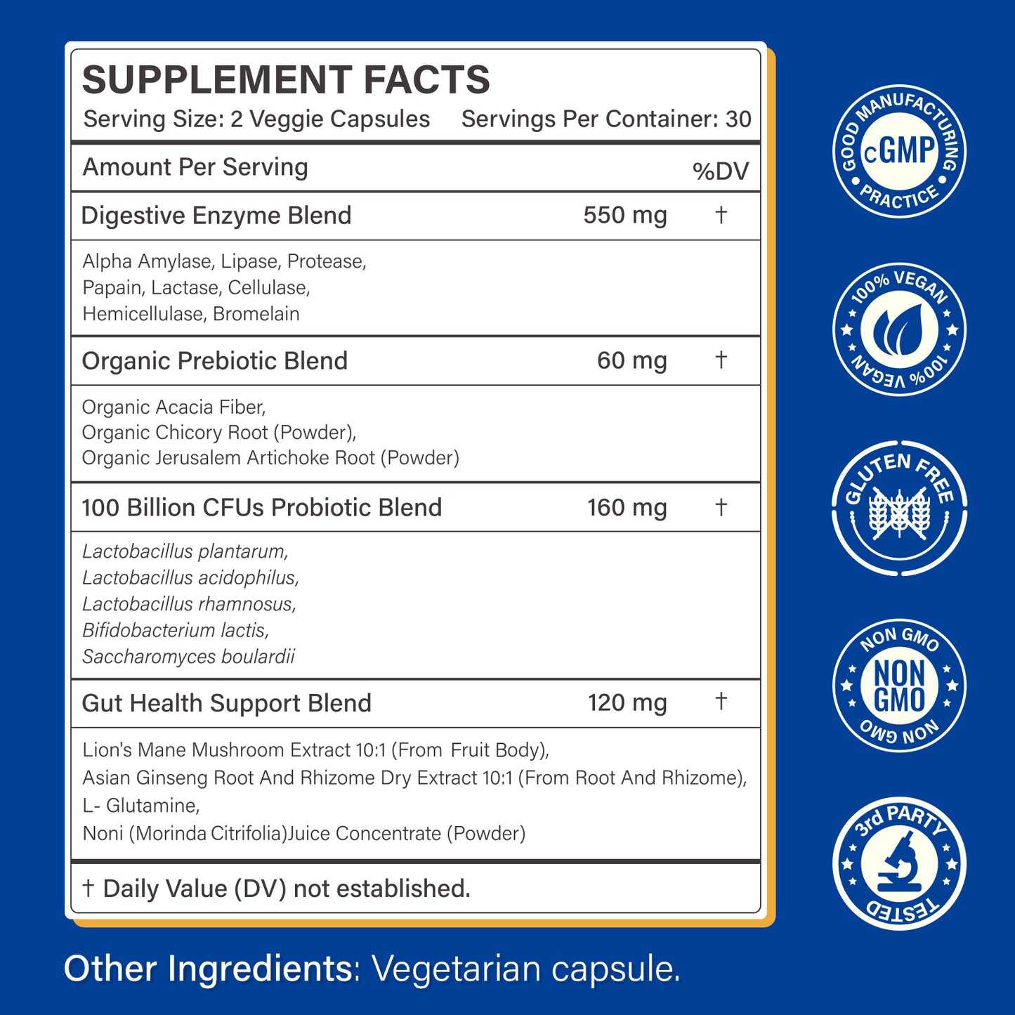 Digestive Enzymes Supplement with 100 Billion CFU Organic Probiotic & Prebiotic - Multi-Enzyme Formula for Women & Men - Supports Digestive & Gut Health, Aids Protein, Carb & Dairy Digestion, 60 Caps