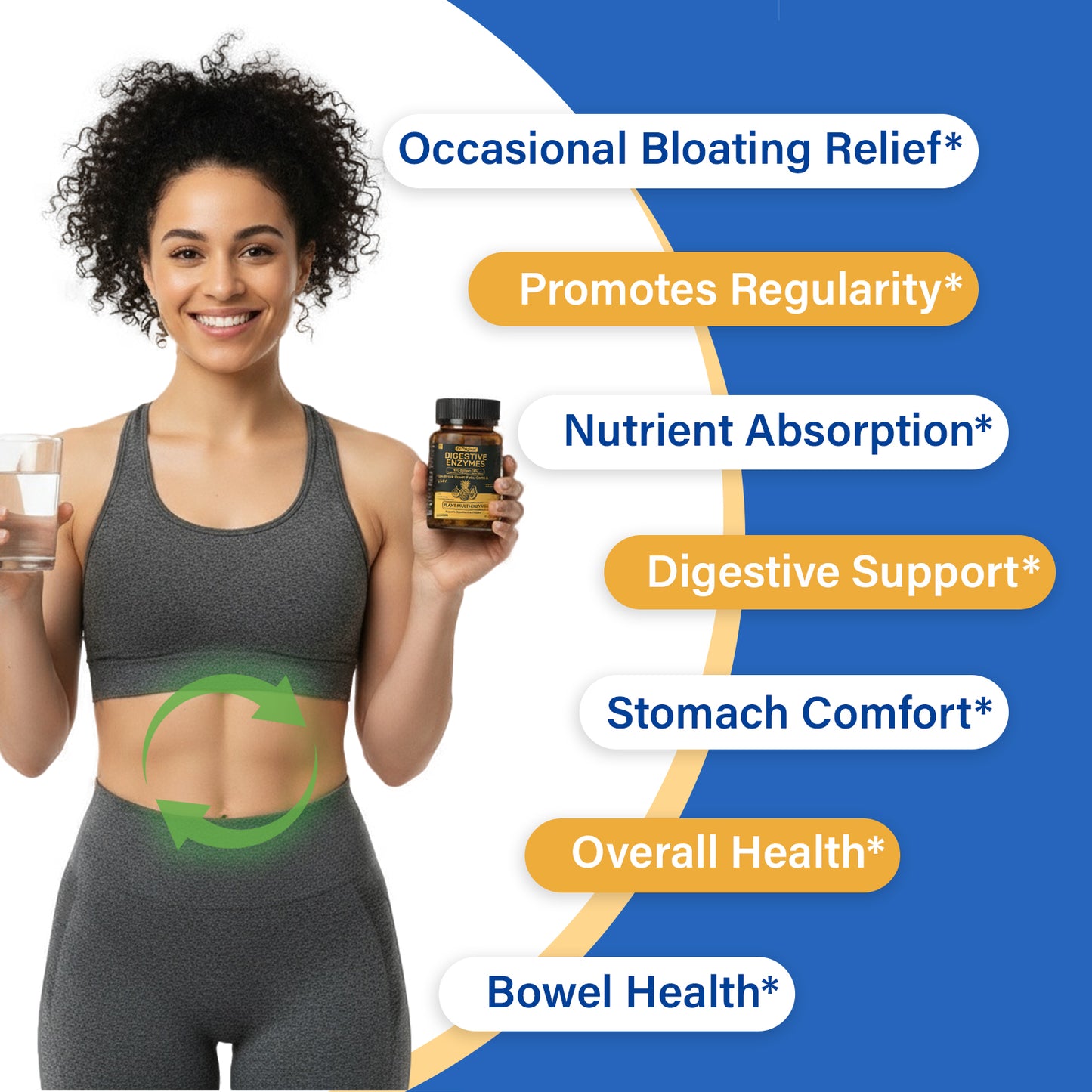 Digestive Enzymes Supplement with 100 Billion CFU Organic Probiotic & Prebiotic - Multi-Enzyme Formula for Women & Men - Supports Digestive & Gut Health, Aids Protein, Carb & Dairy Digestion, 60 Caps