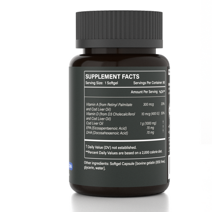 Original Cod Liver Oil 1000mg Softgels | Vitamins A & D3 | EPA & DHA Omega-3 Supplement | 90 Softgels