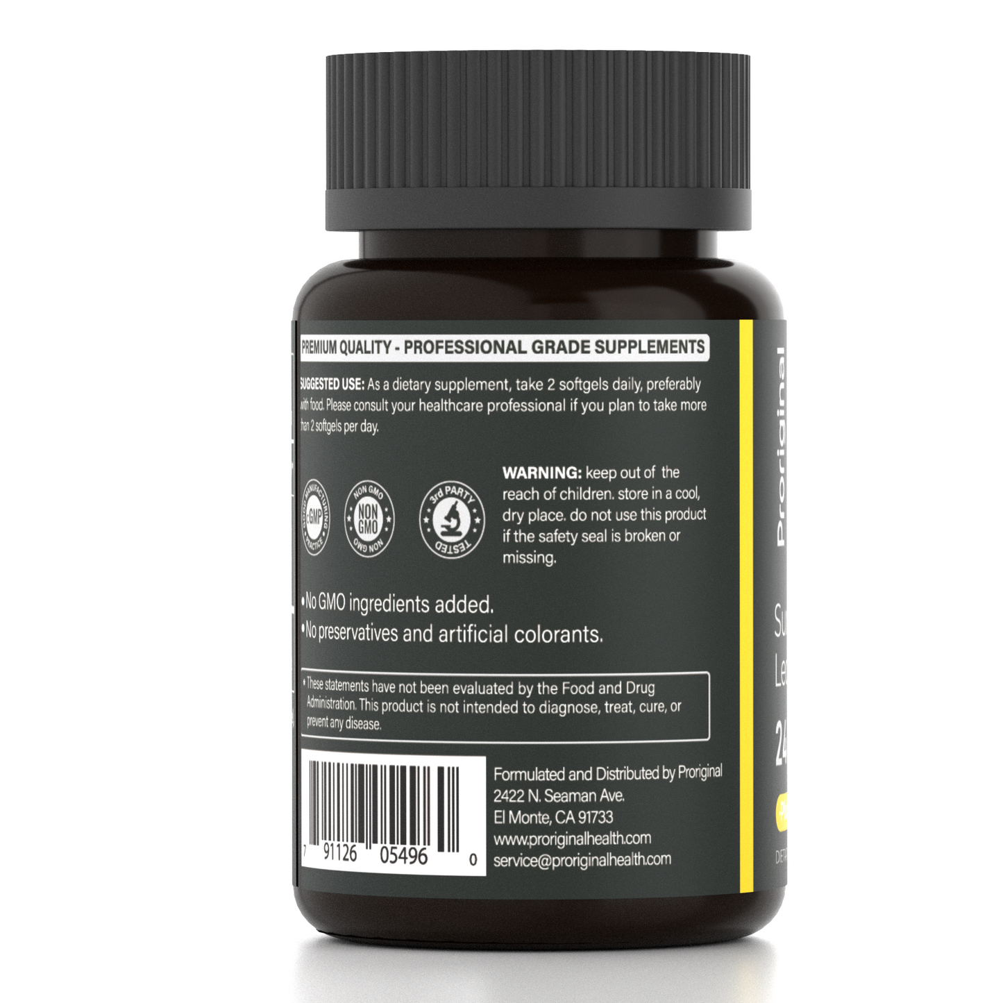 Sunflower Lecithin 2400mg Softgels with Phosphatidyl Choline 360mg, Non-GMO Lecithin Supplement, Brain & Liver Support, Soy-Free Formula, 200 Softgels