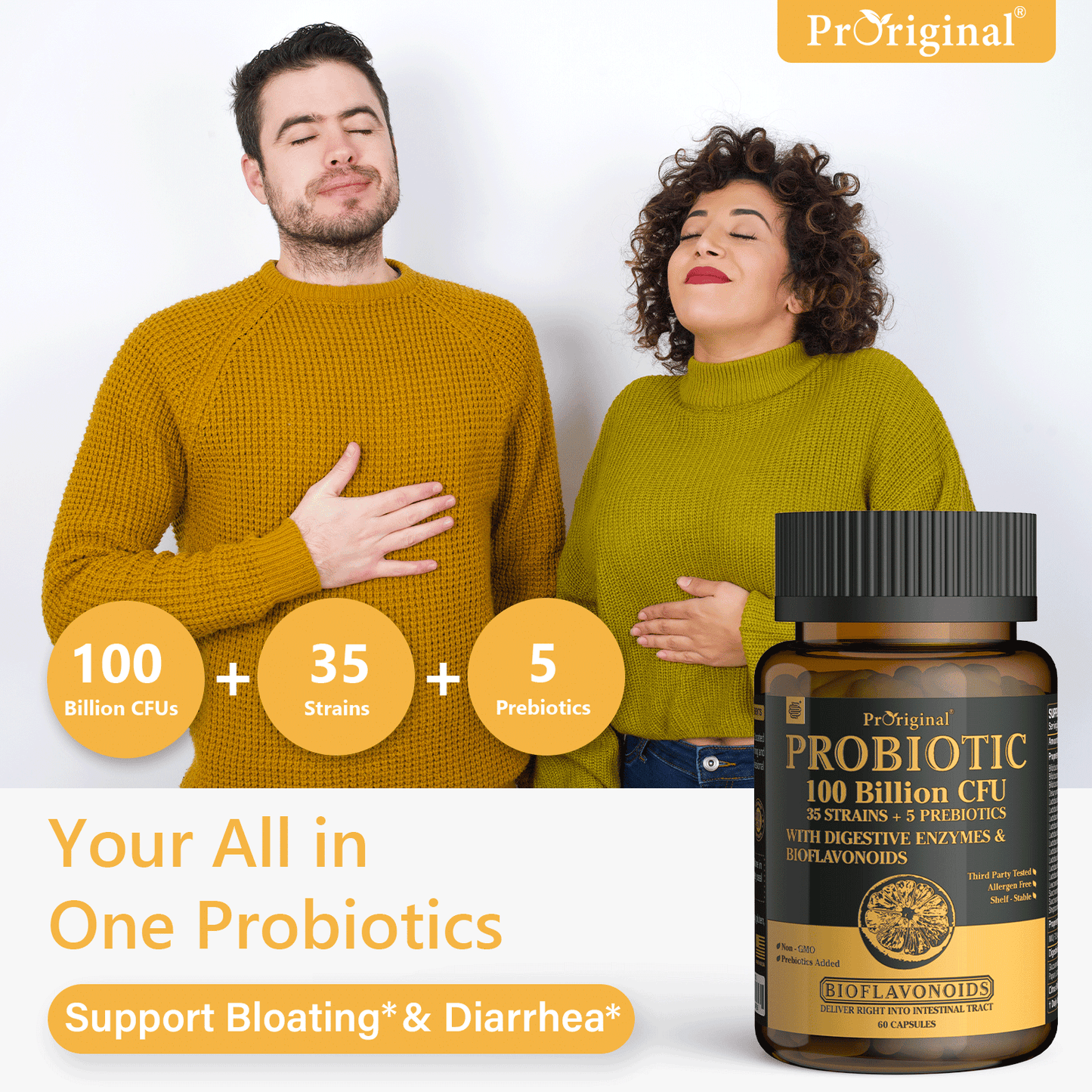 Probiotics with Prebiotics for Men and Women - 35 Strains Organic Probiotics 100 Billion CFU for Gut & Digestive Health, Vegan Acidophilus Probiotic Supplement, Non-GMO Raw Probiotic 60 Capsules