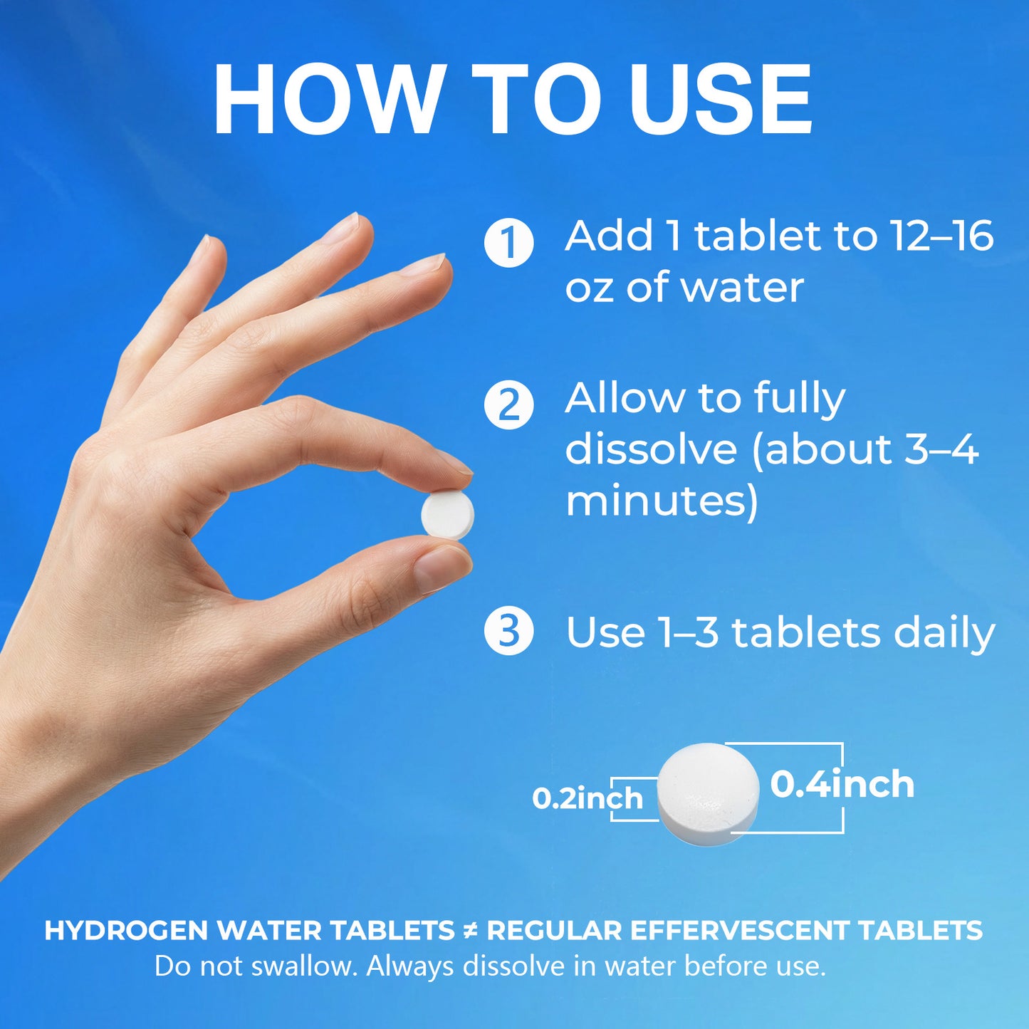 Hydrogen Water Tablets - 12 PPM H2 Molecular Hydrogen - 120 mg Magnesium-Based Reaction System - Supports Antioxidant Defense, Cellular Health, Energy & Brain Function - Non-GMO, Unflavored 60 Tablets